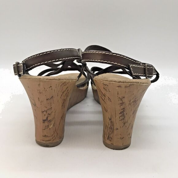 Mudd Kerwin Vtg. Y2K 90s Strappy Platform Wedge Sandal Women's 10M Brown Boho - Picture 4 of 11